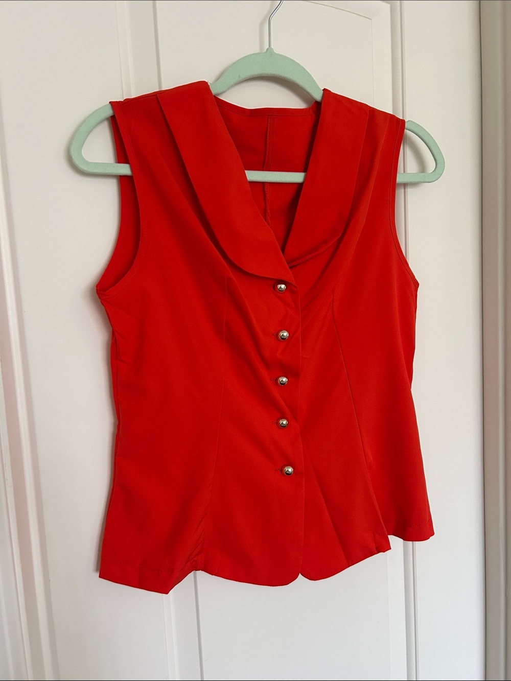 Women’s business casual collared button down • fun orange red